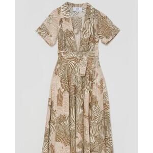 The Bright Side Indio Tiger Palm Maxi Shirt Dress Medium